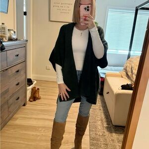 Aerie Deep Green Open Front Cardigan